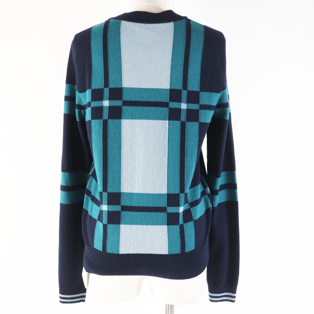 HERMES knit 3H2620DD Main: 100% cashmere Multi Brid de Gala Tartan Women 38 Used Authentic
