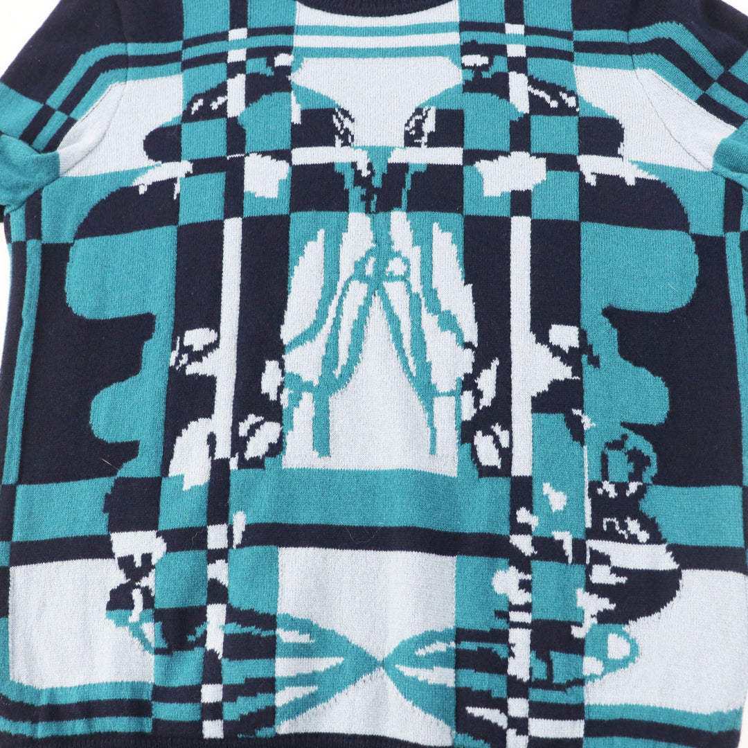HERMES knit 3H2620DD Main: 100% cashmere Multi Brid de Gala Tartan Women 38 Used Authentic