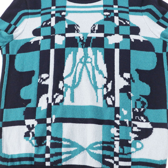 HERMES knit 3H2620DD Main: 100% cashmere Multi Brid de Gala Tartan Women 38 Used Authentic