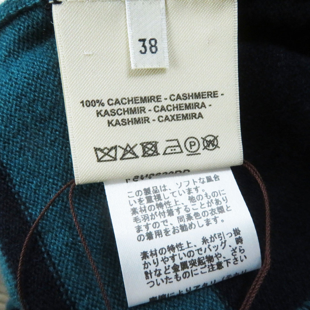 HERMES knit 3H2620DD Main: 100% cashmere Multi Brid de Gala Tartan Women 38 Used Authentic