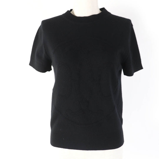 HERMES Short sleeve knit 2H2663D1 Main: 100% cashmere black Women 36 Used Authentic