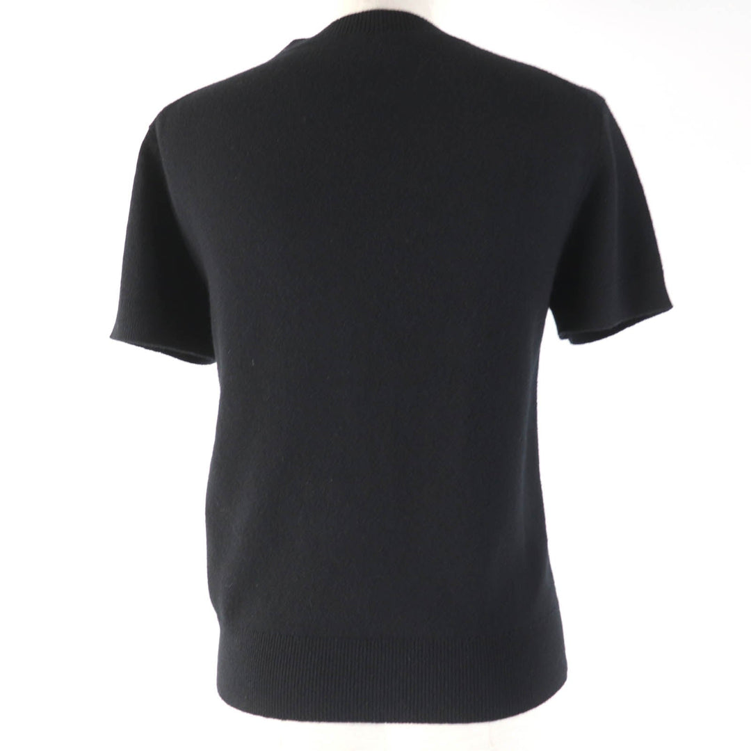 HERMES Short sleeve knit 2H2663D1 Main: 100% cashmere black Women 36 Used Authentic
