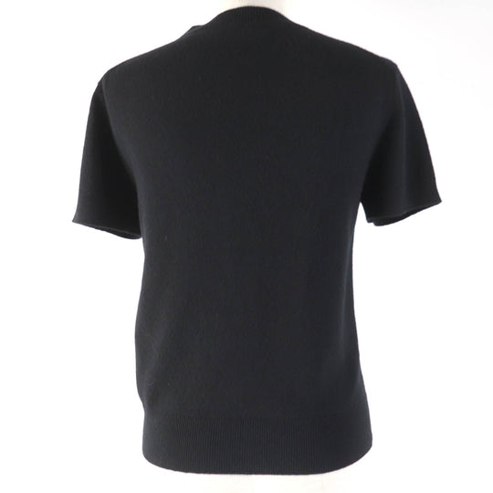 HERMES Short sleeve knit 2H2663D1 Main: 100% cashmere black Women 36 Used Authentic