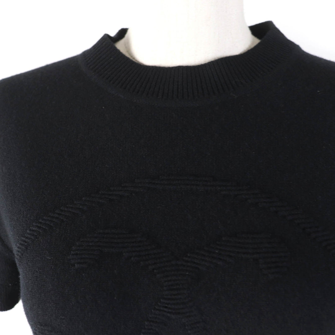 HERMES Short sleeve knit 2H2663D1 Main: 100% cashmere black Women 36 Used Authentic