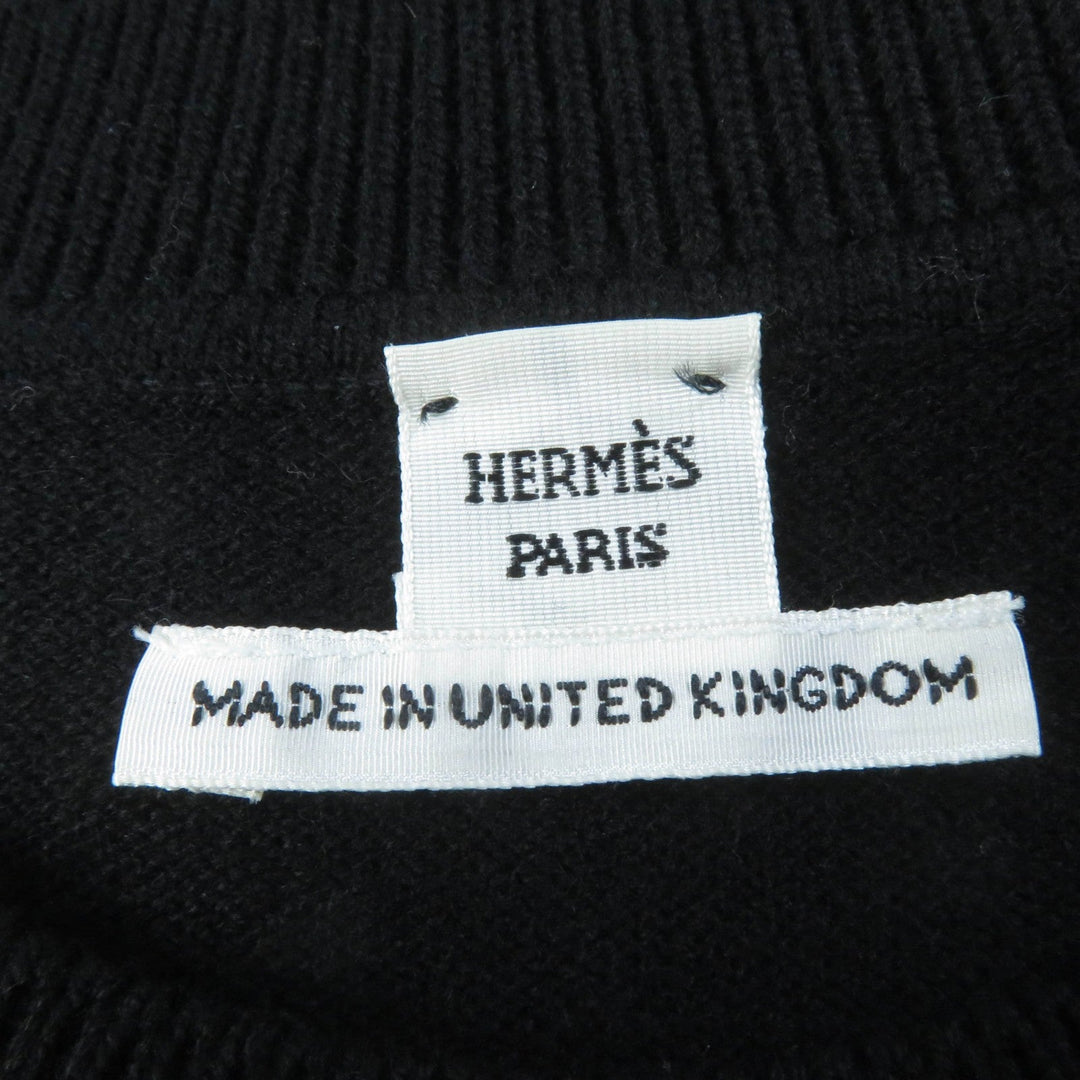 HERMES Short sleeve knit 2H2663D1 Main: 100% cashmere black Women 36 Used Authentic