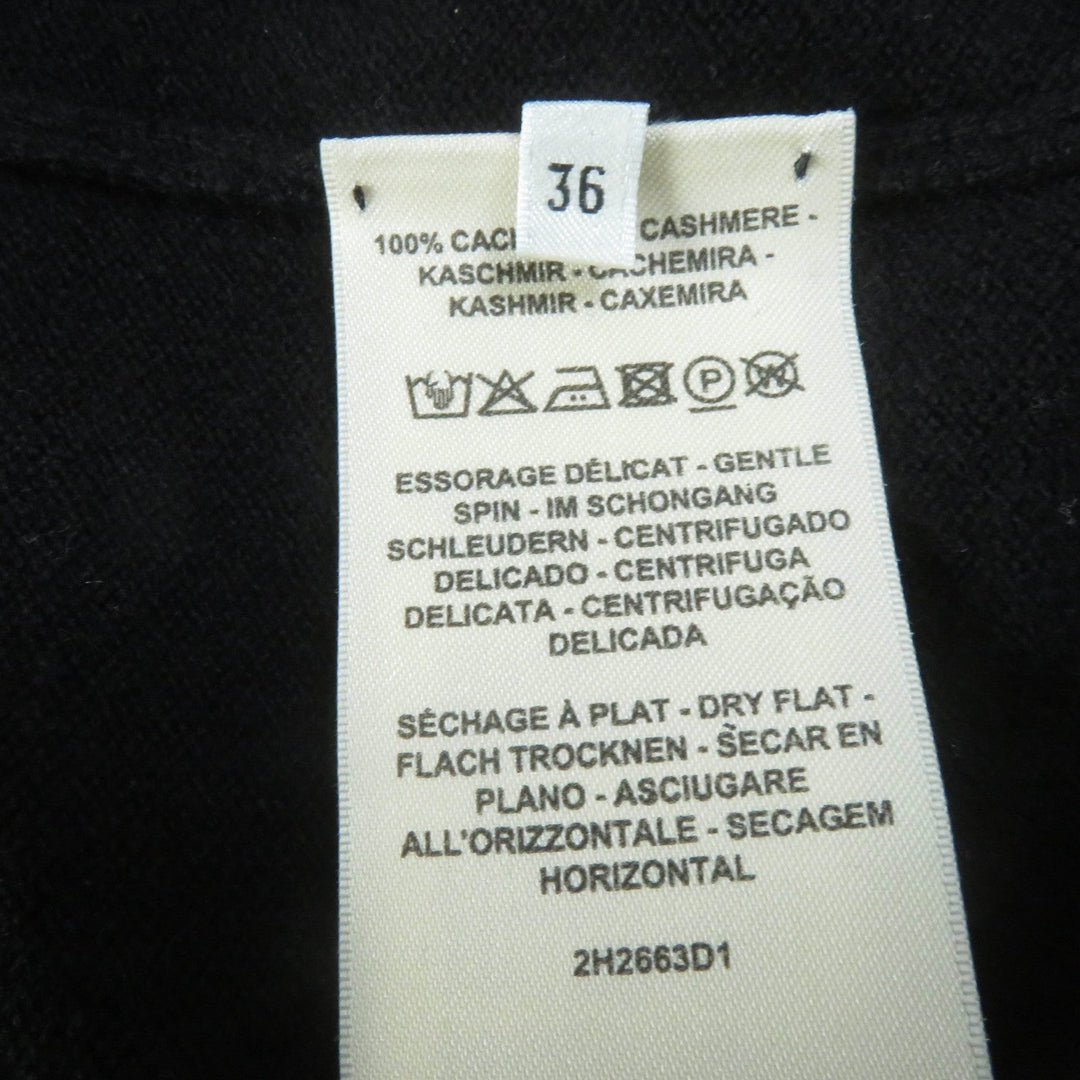 HERMES Short sleeve knit 2H2663D1 Main: 100% cashmere black Women 36 Used Authentic