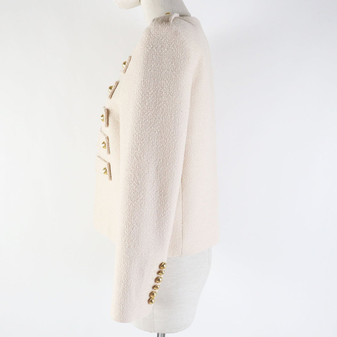 CELINE Jacket 2V51Q371R Outer: 96% wool, Outer: 4% nylon, Lining: 100% rayon light beige Eddy period Women 34 Used Authentic