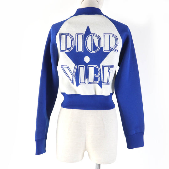 Christian Dior Jacket 224V50AM110 Main: 57% polyester, 37% cashmere, 5% nylon, 1% polyurethane Blue Ivory VIBE Women 38 Used Authentic
