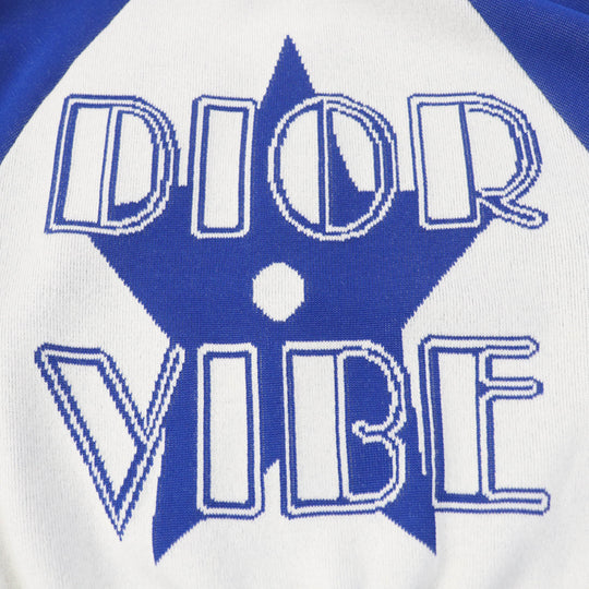 Christian Dior Jacket 224V50AM110 Main: 57% polyester, 37% cashmere, 5% nylon, 1% polyurethane Blue Ivory VIBE Women 38 Used Authentic