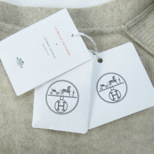 HERMES cardigan 4E2701D1 Main: 100% cashmere beige Women 38 Used Authentic