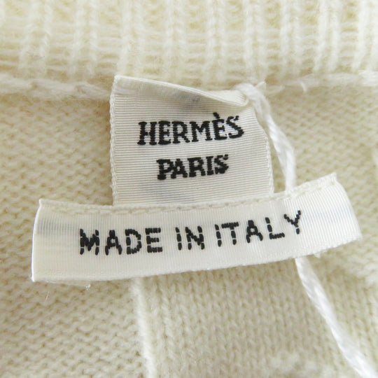 HERMES knit 4E2610D3 Main: 100% wool Ivory Women 38 Used Authentic