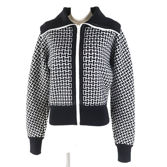HERMES Blouson 2H2200DD Main: 60% wool, Main: 40% polypropylene, Part: 93% wool, Part: 6% nylon, Part: 1% polyurethane Black White cartouche Women 34 Used Authentic