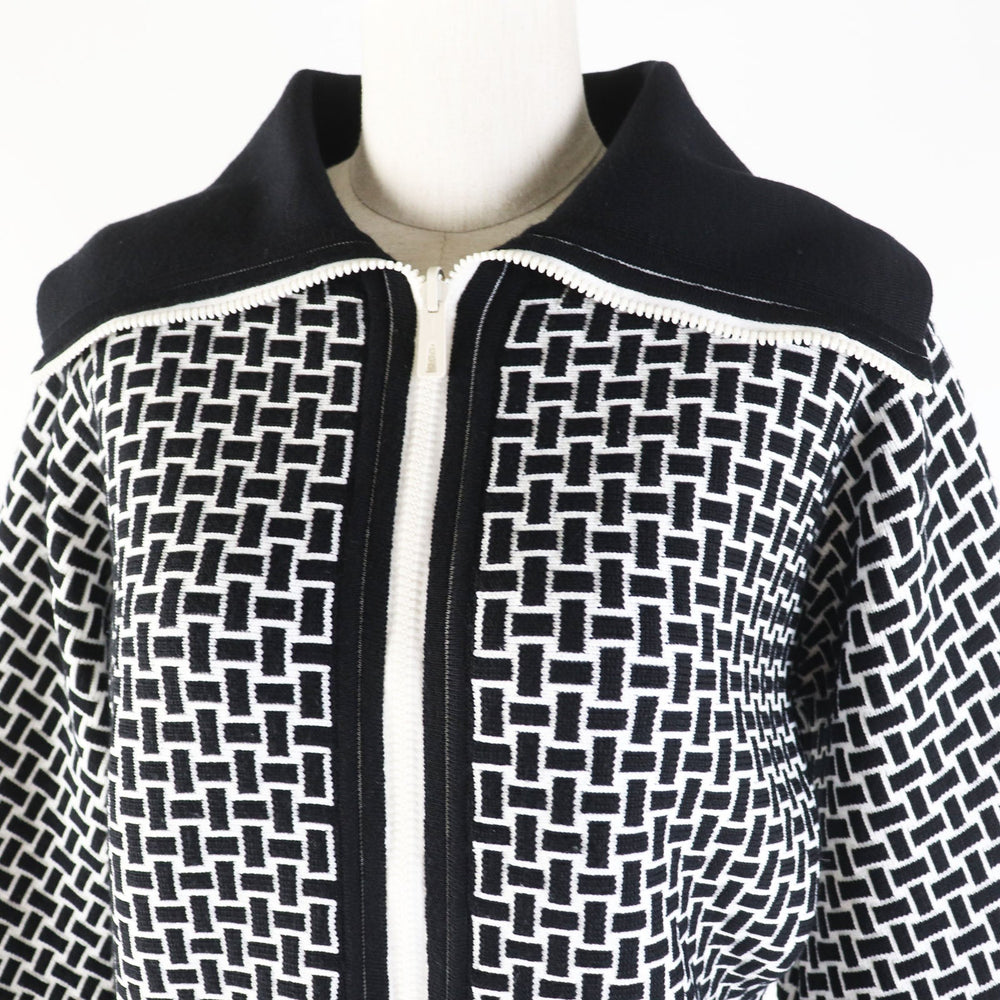 HERMES Blouson 2H2200DD Main: 60% wool, Main: 40% polypropylene, Part: 93% wool, Part: 6% nylon, Part: 1% polyurethane Black White cartouche Women 34 Used Authentic