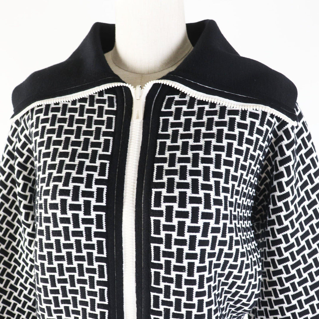 HERMES Blouson 2H2200DD Main: 60% wool, Main: 40% polypropylene, Part: 93% wool, Part: 6% nylon, Part: 1% polyurethane Black White cartouche Women 34 Used Authentic