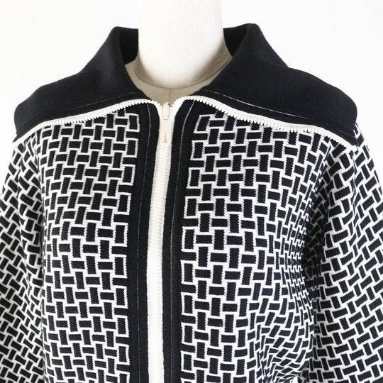 HERMES Blouson 2H2200DD Main: 60% wool, Main: 40% polypropylene, Part: 93% wool, Part: 6% nylon, Part: 1% polyurethane Black White cartouche Women 34 Used Authentic