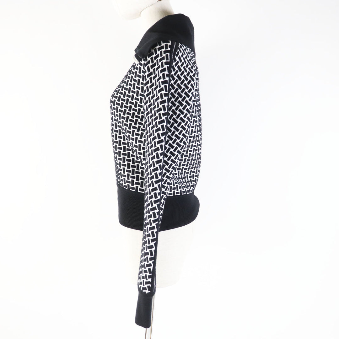 HERMES Blouson 2H2200DD Main: 60% wool, Main: 40% polypropylene, Part: 93% wool, Part: 6% nylon, Part: 1% polyurethane Black White cartouche Women 34 Used Authentic