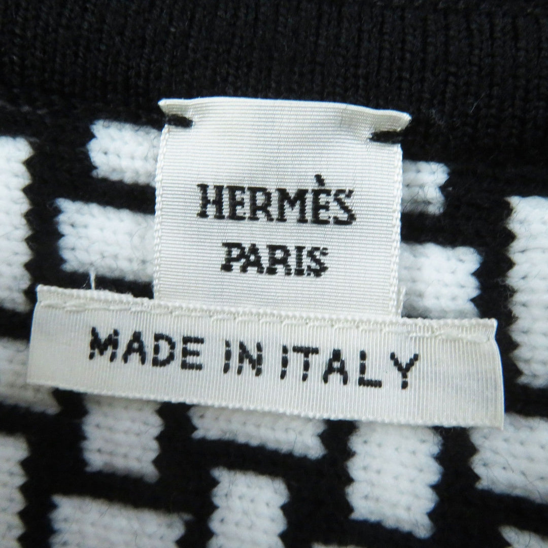 HERMES Blouson 2H2200DD Main: 60% wool, Main: 40% polypropylene, Part: 93% wool, Part: 6% nylon, Part: 1% polyurethane Black White cartouche Women 34 Used Authentic