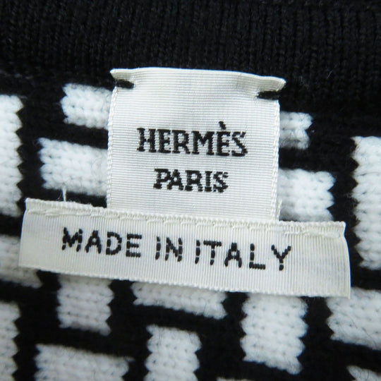 HERMES Blouson 2H2200DD Main: 60% wool, Main: 40% polypropylene, Part: 93% wool, Part: 6% nylon, Part: 1% polyurethane Black White cartouche Women 34 Used Authentic
