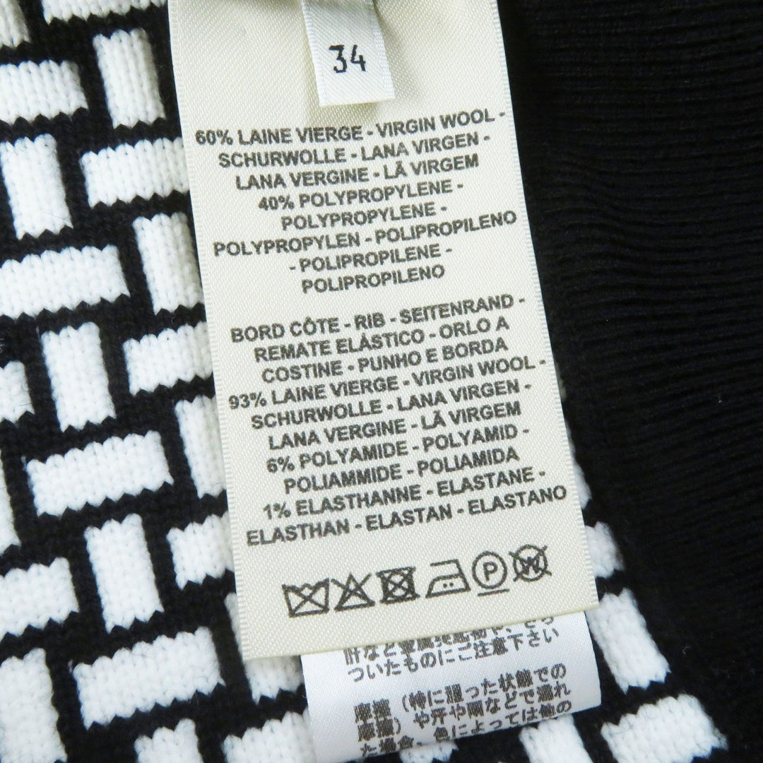 HERMES Blouson 2H2200DD Main: 60% wool, Main: 40% polypropylene, Part: 93% wool, Part: 6% nylon, Part: 1% polyurethane Black White cartouche Women 34 Used Authentic