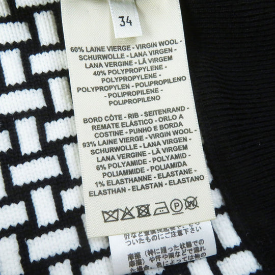 HERMES Blouson 2H2200DD Main: 60% wool, Main: 40% polypropylene, Part: 93% wool, Part: 6% nylon, Part: 1% polyurethane Black White cartouche Women 34 Used Authentic