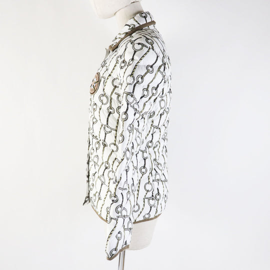 HERMES Down jacket 3H0171D2 Outer: 100% polyester, part: 64% cotton, part: 36% rayon, part: 80% acrylic, part: 10% rayon, lining: 100% polyester White Brown type Women 34 Used Authentic
