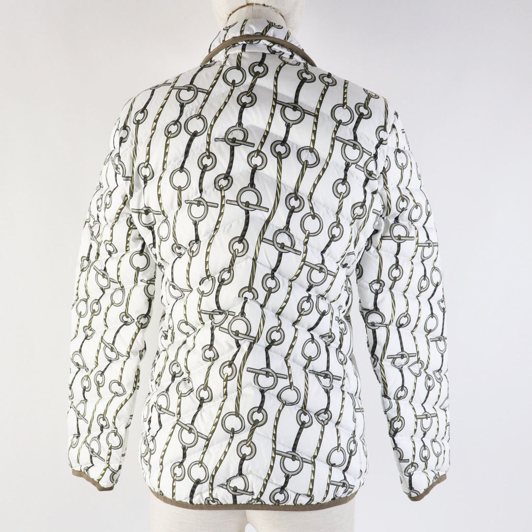 HERMES Down jacket 3H0171D2 Outer: 100% polyester, part: 64% cotton, part: 36% rayon, part: 80% acrylic, part: 10% rayon, lining: 100% polyester White Brown type Women 34 Used Authentic