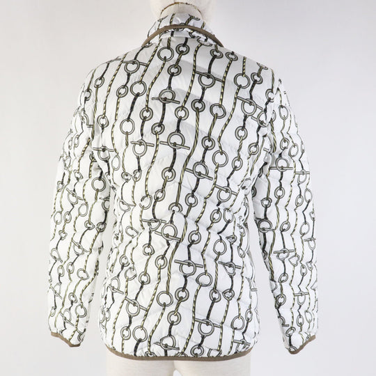 HERMES Down jacket 3H0171D2 Outer: 100% polyester, part: 64% cotton, part: 36% rayon, part: 80% acrylic, part: 10% rayon, lining: 100% polyester White Brown type Women 34 Used Authentic