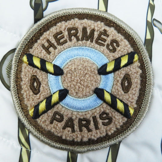 HERMES Down jacket 3H0171D2 Outer: 100% polyester, part: 64% cotton, part: 36% rayon, part: 80% acrylic, part: 10% rayon, lining: 100% polyester White Brown type Women 34 Used Authentic