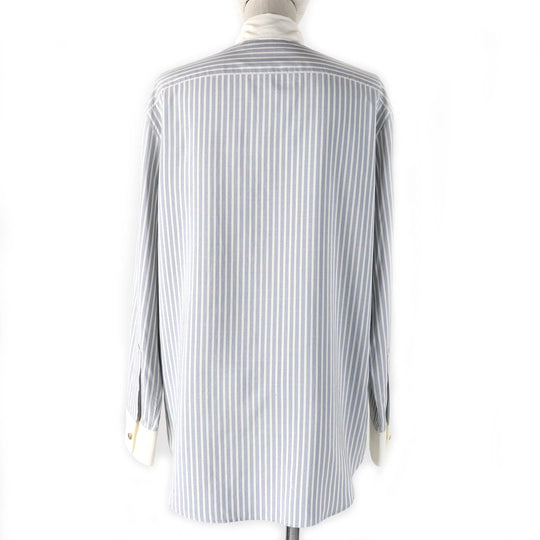 CELINE Long sleeve shirt 2C904562T Outer: 100% silk, Main: 69% acetate, Main: 31% silk Blue white Women 38 Used Authentic
