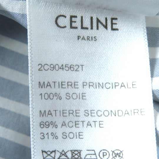 CELINE Long sleeve shirt 2C904562T Outer: 100% silk, Main: 69% acetate, Main: 31% silk Blue white Women 38 Used Authentic