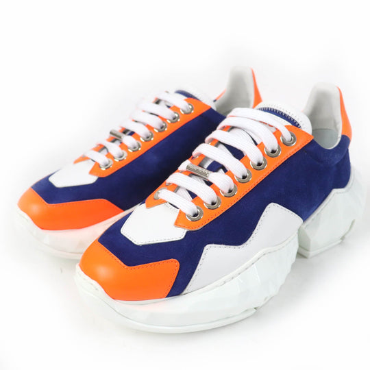 JIMMY CHOO sneakers Main: Leather, Part: Velour Cobalt Neon Orange DIAMOND Women 36 Used Authentic