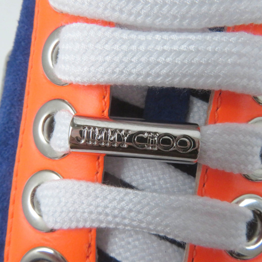 JIMMY CHOO sneakers Main: Leather, Part: Velour Cobalt Neon Orange DIAMOND Women 36 Used Authentic