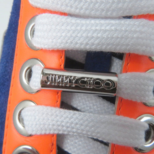 JIMMY CHOO sneakers Main: Leather, Part: Velour Cobalt Neon Orange DIAMOND Women 36 Used Authentic