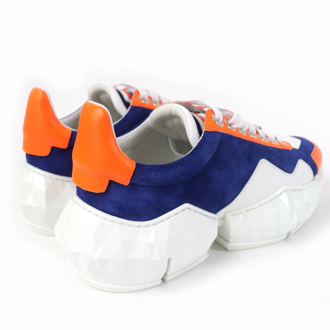 JIMMY CHOO sneakers Main: Leather, Part: Velour Cobalt Neon Orange DIAMOND Women 36 Used Authentic