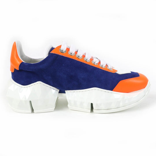 JIMMY CHOO sneakers Main: Leather, Part: Velour Cobalt Neon Orange DIAMOND Women 36 Used Authentic