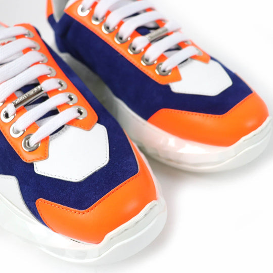 JIMMY CHOO sneakers Main: Leather, Part: Velour Cobalt Neon Orange DIAMOND Women 36 Used Authentic