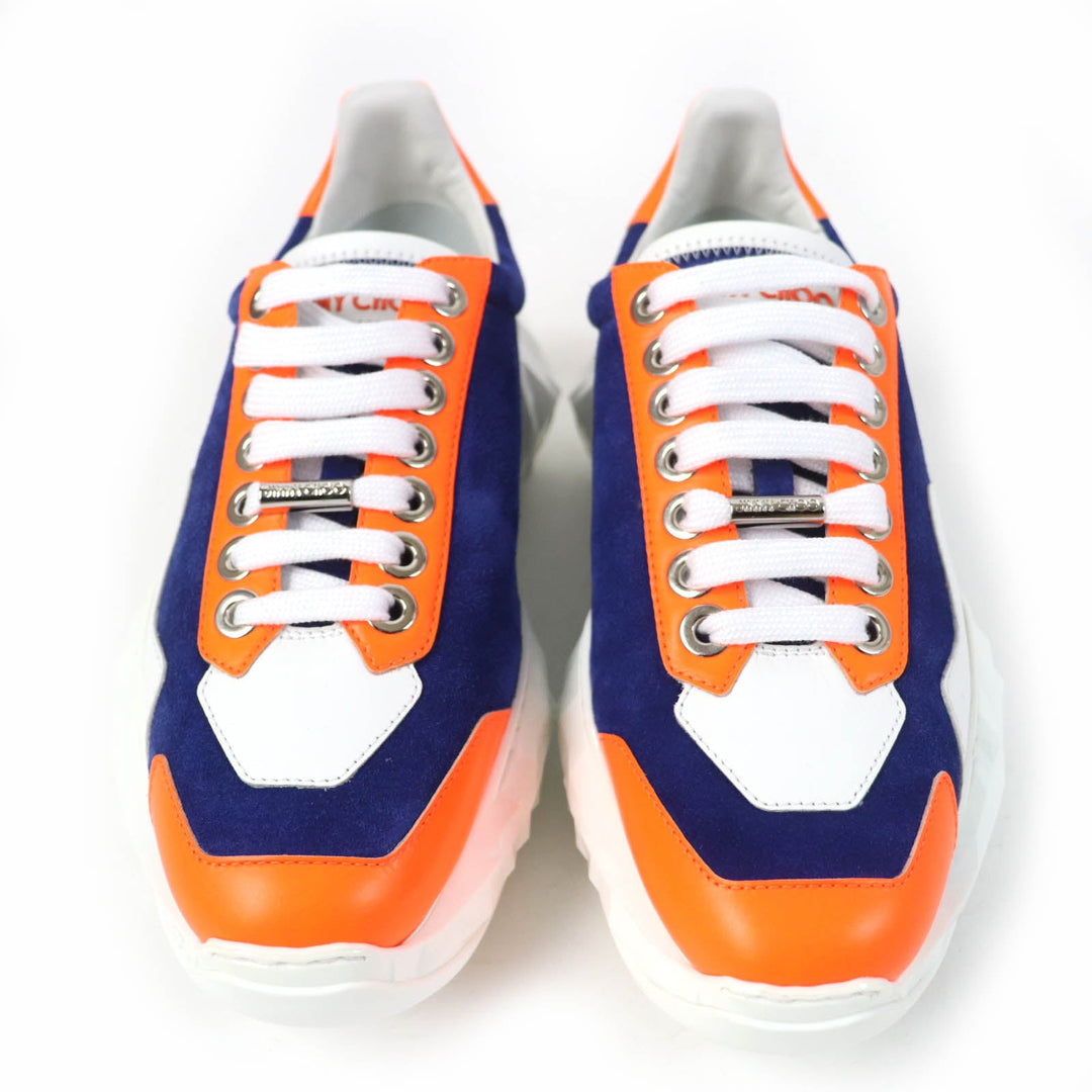 JIMMY CHOO sneakers Main: Leather, Part: Velour Cobalt Neon Orange DIAMOND Women 36 Used Authentic