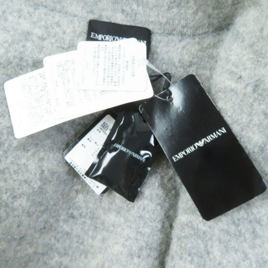 EMPORIO ARMANI coat Outer material: 57% wool, Outer material: 22% nylon, Outer material: 17% alpaca, Outer material: 4% polyurethane, Fur: 73% acrylic gray Women 40 Used Authentic
