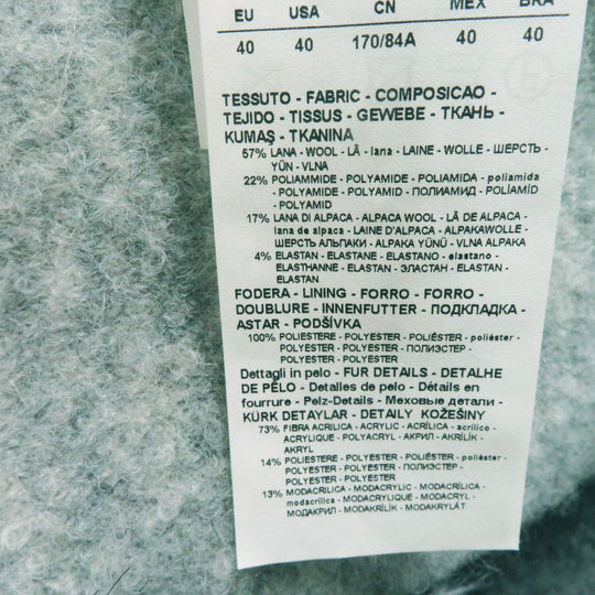 EMPORIO ARMANI coat Outer material: 57% wool, Outer material: 22% nylon, Outer material: 17% alpaca, Outer material: 4% polyurethane, Fur: 73% acrylic gray Women 40 Used Authentic
