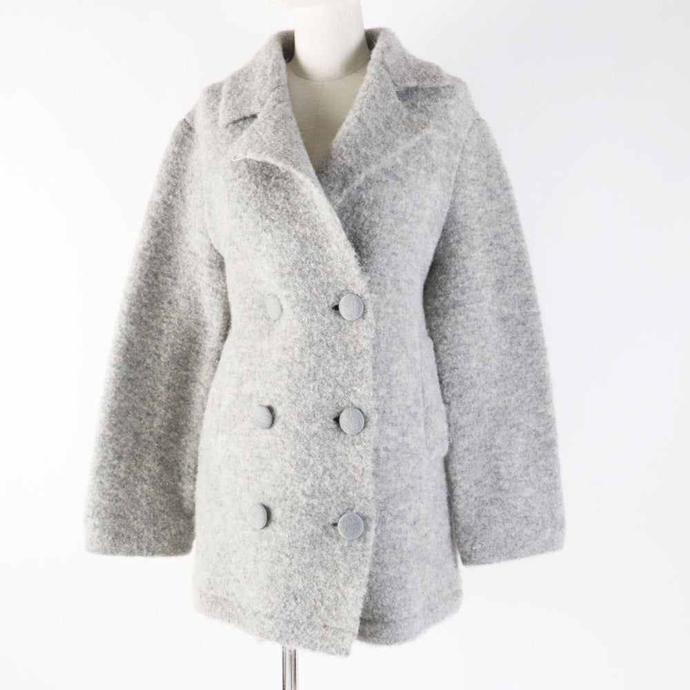 EMPORIO ARMANI coat Outer material: 57% wool, Outer material: 22% nylon, Outer material: 17% alpaca, Outer material: 4% polyurethane, Fur: 73% acrylic gray Women 40 Used Authentic