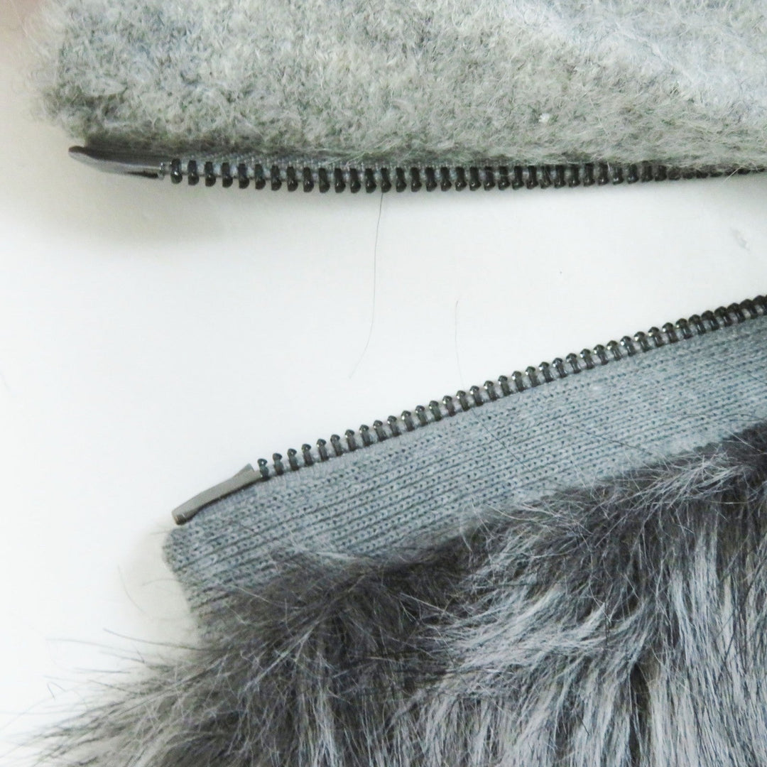 EMPORIO ARMANI coat Outer material: 57% wool, Outer material: 22% nylon, Outer material: 17% alpaca, Outer material: 4% polyurethane, Fur: 73% acrylic gray Women 40 Used Authentic