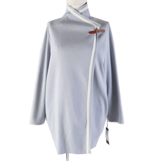 FOXEY cardigan 39305 Main: 90% cotton, Main: 7% polyester, Main: 3% cashmere, Leather part: cowhide blue Modern Trad Women F Used Authentic