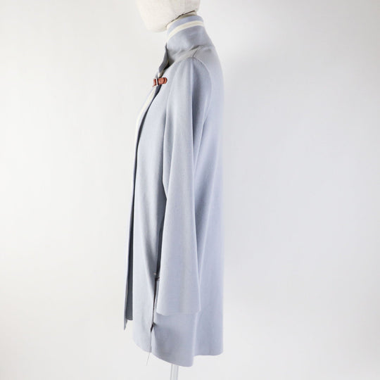 FOXEY cardigan 39305 Main: 90% cotton, Main: 7% polyester, Main: 3% cashmere, Leather part: cowhide blue Modern Trad Women F Used Authentic