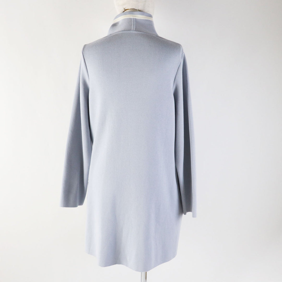 FOXEY cardigan 39305 Main: 90% cotton, Main: 7% polyester, Main: 3% cashmere, Leather part: cowhide blue Modern Trad Women F Used Authentic
