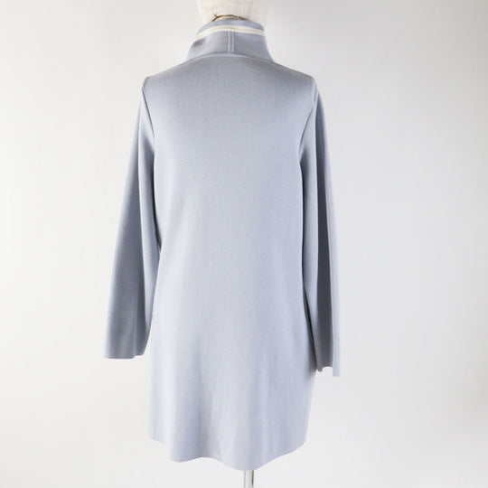 FOXEY cardigan 39305 Main: 90% cotton, Main: 7% polyester, Main: 3% cashmere, Leather part: cowhide blue Modern Trad Women F Used Authentic