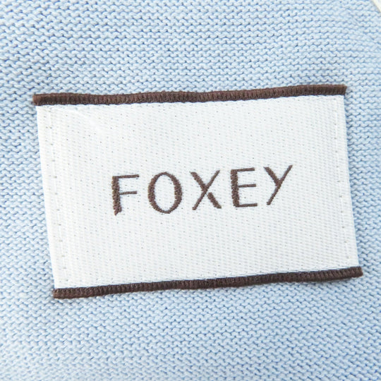 FOXEY cardigan 39305 Main: 90% cotton, Main: 7% polyester, Main: 3% cashmere, Leather part: cowhide blue Modern Trad Women F Used Authentic