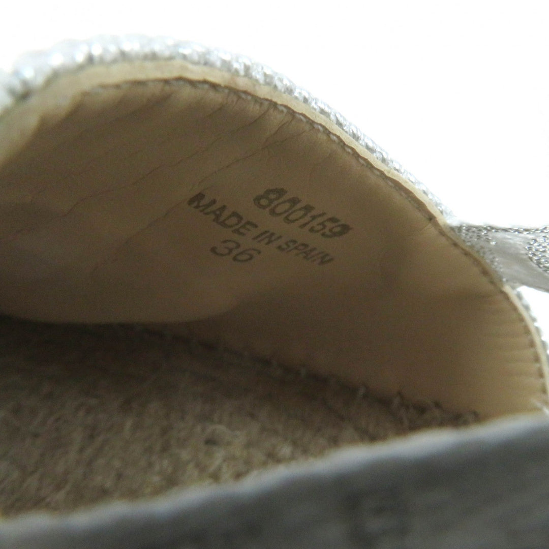Stella McCartney Sandals 800159 Upper: 100% organic cotton, Liner: 64% polyurethane, 36% viscose, Outsole: 60% EVA, 40% jute Silver Gaia Women 36 Used Authentic