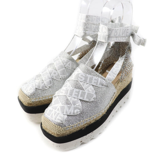 Stella McCartney Sandals 800159 Upper: 100% organic cotton, Liner: 64% polyurethane, 36% viscose, Outsole: 60% EVA, 40% jute Silver Gaia Women 36 Used Authentic
