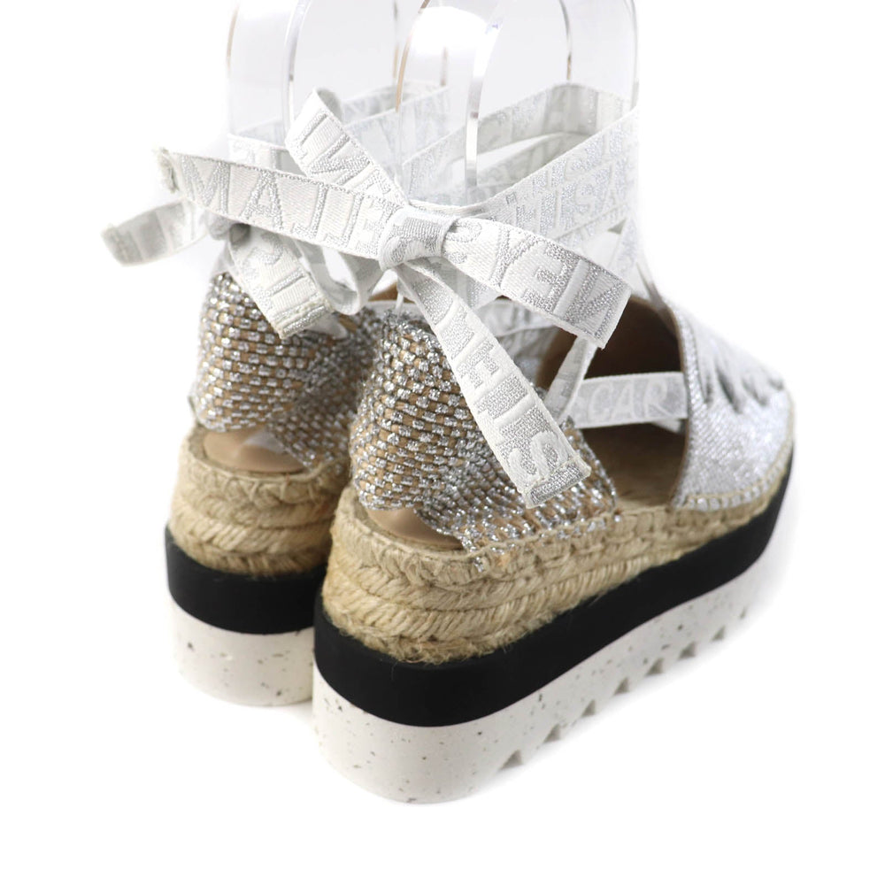 Stella McCartney Sandals 800159 Upper: 100% organic cotton, Liner: 64% polyurethane, 36% viscose, Outsole: 60% EVA, 40% jute Silver Gaia Women 36 Used Authentic