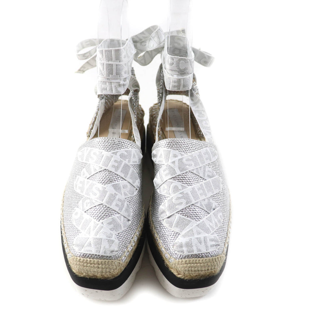 Stella McCartney Sandals 800159 Upper: 100% organic cotton, Liner: 64% polyurethane, 36% viscose, Outsole: 60% EVA, 40% jute Silver Gaia Women 36 Used Authentic